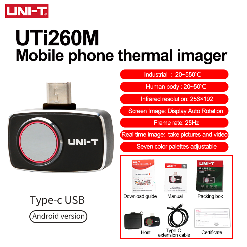 Thermal Imaging Camera 256X192 - Câmera Termográfica UNI-T para Celular UTI260M