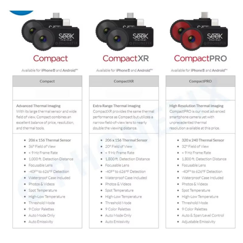 Para procurar imagem térmica i - Seek Compact Pro Android avaliação e preço